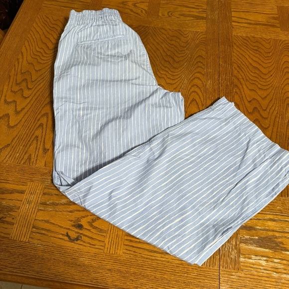 Marimekko x Uniqlo Elastic Waist High Rise Striped Pants Blue White Sz S Casual - Picture 4 of 15
